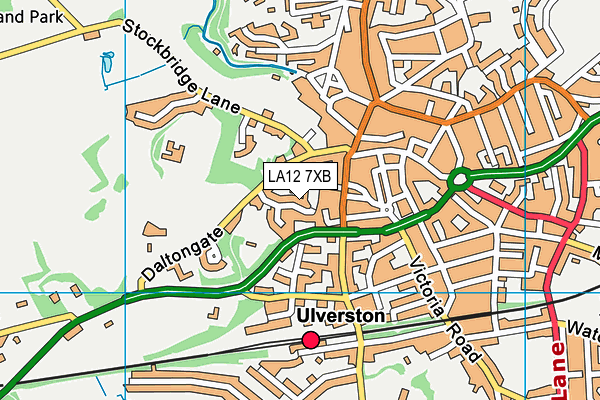 LA12 7XB map - OS VectorMap District (Ordnance Survey)