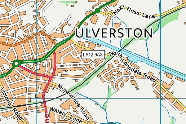 LA12 9AX map - OS VectorMap District (Ordnance Survey)