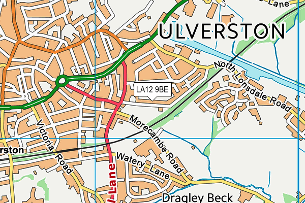 LA12 9BE map - OS VectorMap District (Ordnance Survey)