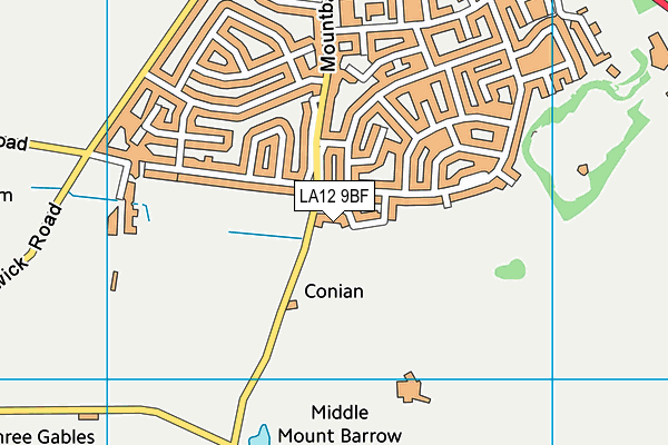 LA12 9BF map - OS VectorMap District (Ordnance Survey)