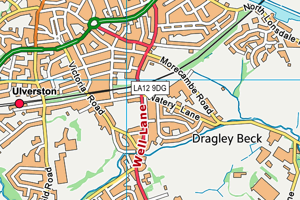 LA12 9DG map - OS VectorMap District (Ordnance Survey)