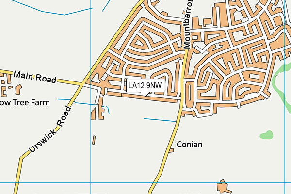 LA12 9NW map - OS VectorMap District (Ordnance Survey)