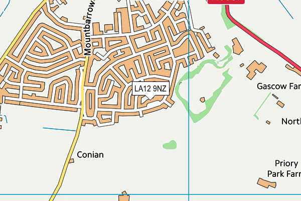 LA12 9NZ map - OS VectorMap District (Ordnance Survey)