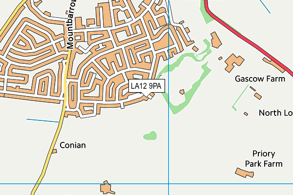 LA12 9PA map - OS VectorMap District (Ordnance Survey)