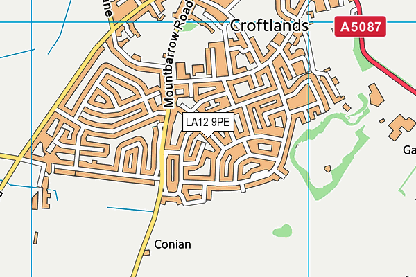 LA12 9PE map - OS VectorMap District (Ordnance Survey)