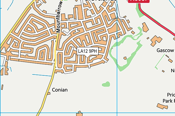 LA12 9PH map - OS VectorMap District (Ordnance Survey)