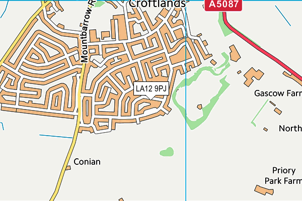 LA12 9PJ map - OS VectorMap District (Ordnance Survey)