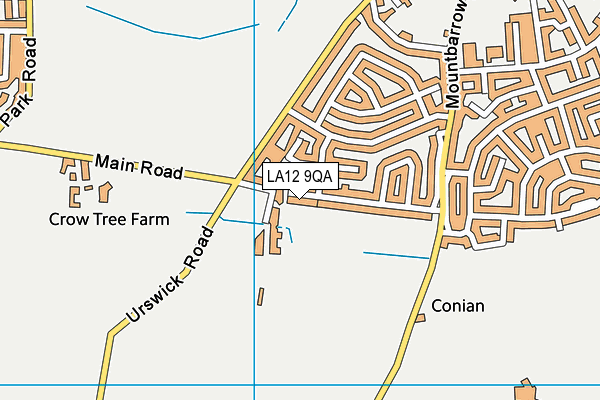 LA12 9QA map - OS VectorMap District (Ordnance Survey)