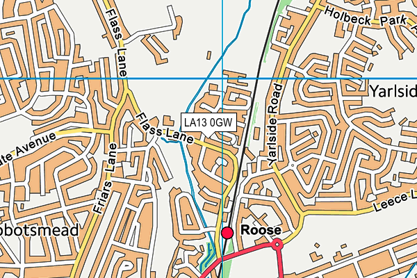 LA13 0GW map - OS VectorMap District (Ordnance Survey)