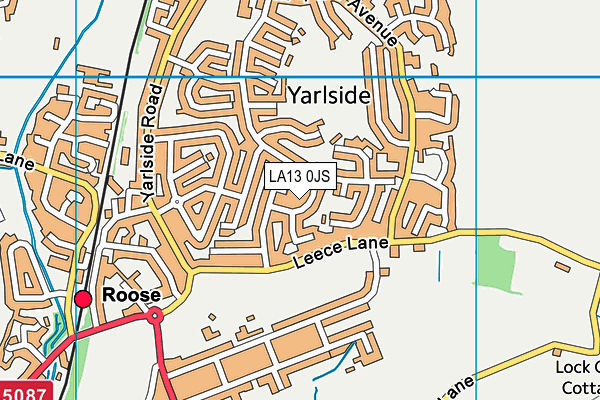 LA13 0JS map - OS VectorMap District (Ordnance Survey)