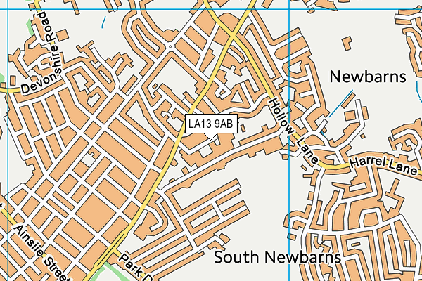 LA13 9AB map - OS VectorMap District (Ordnance Survey)