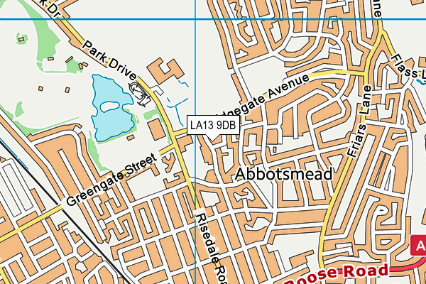 LA13 9DB map - OS VectorMap District (Ordnance Survey)