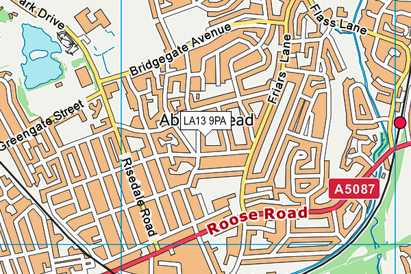 LA13 9PA map - OS VectorMap District (Ordnance Survey)