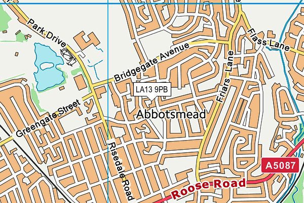 LA13 9PB map - OS VectorMap District (Ordnance Survey)