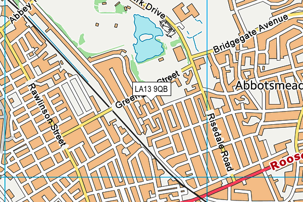 LA13 9QB map - OS VectorMap District (Ordnance Survey)