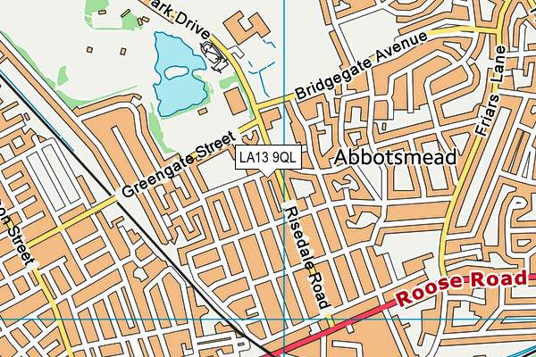 LA13 9QL map - OS VectorMap District (Ordnance Survey)