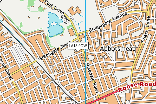 LA13 9QW map - OS VectorMap District (Ordnance Survey)