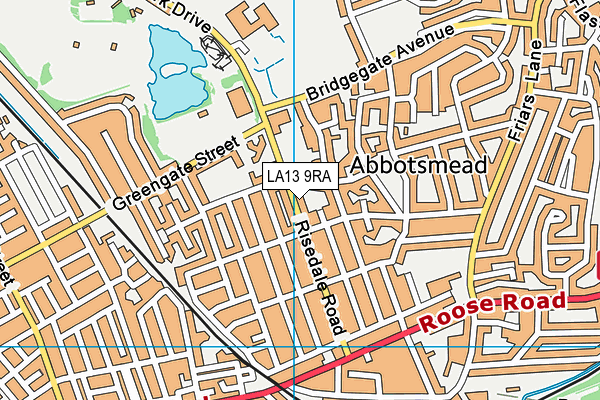 LA13 9RA map - OS VectorMap District (Ordnance Survey)