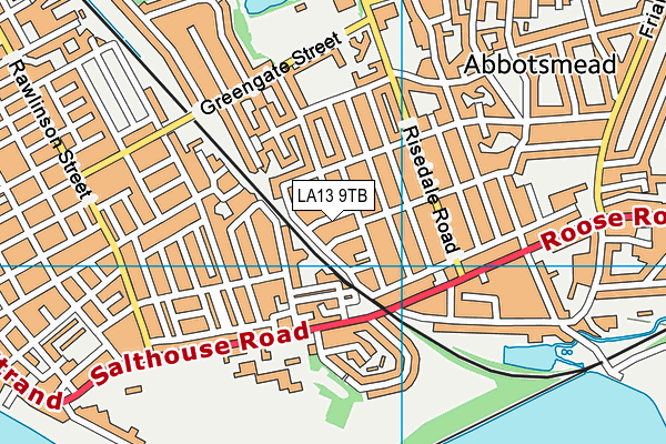 LA13 9TB map - OS VectorMap District (Ordnance Survey)