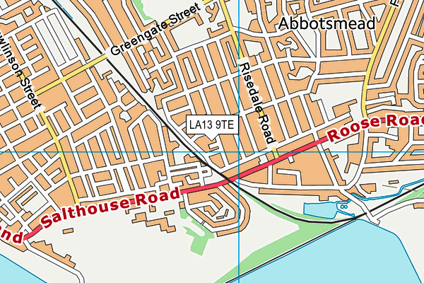 LA13 9TE map - OS VectorMap District (Ordnance Survey)