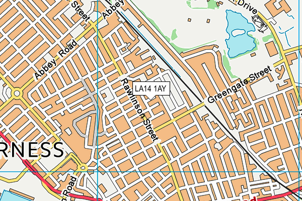 LA14 1AY map - OS VectorMap District (Ordnance Survey)