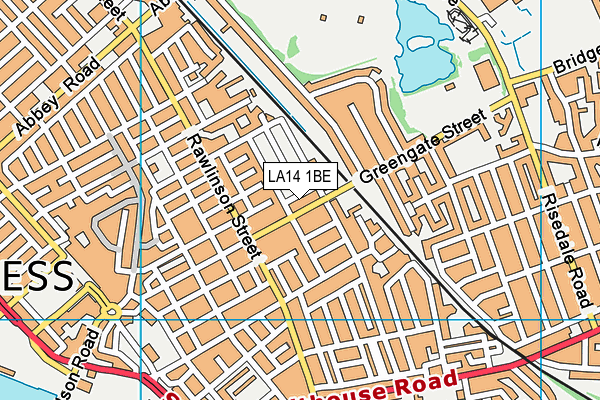 LA14 1BE map - OS VectorMap District (Ordnance Survey)