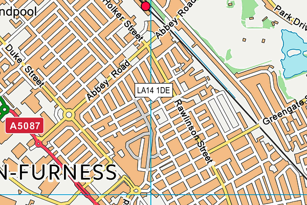 LA14 1DE map - OS VectorMap District (Ordnance Survey)
