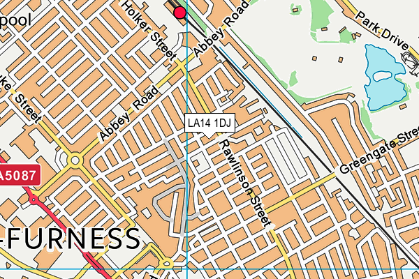 LA14 1DJ map - OS VectorMap District (Ordnance Survey)