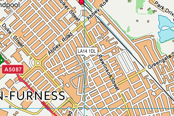 LA14 1DL map - OS VectorMap District (Ordnance Survey)