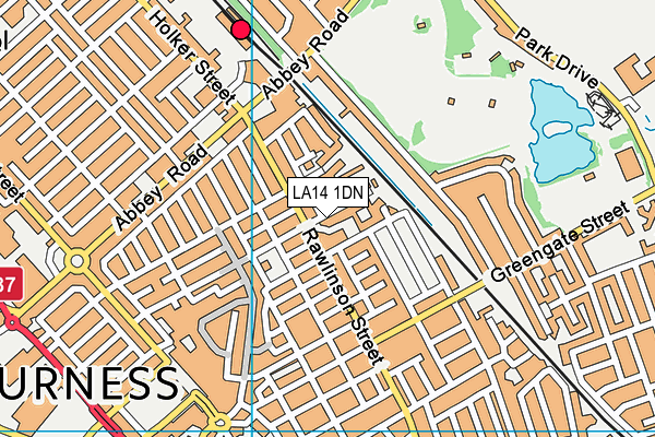 LA14 1DN map - OS VectorMap District (Ordnance Survey)