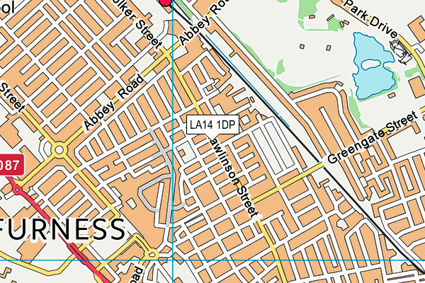 LA14 1DP map - OS VectorMap District (Ordnance Survey)