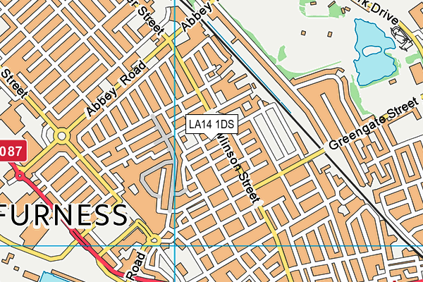 LA14 1DS map - OS VectorMap District (Ordnance Survey)
