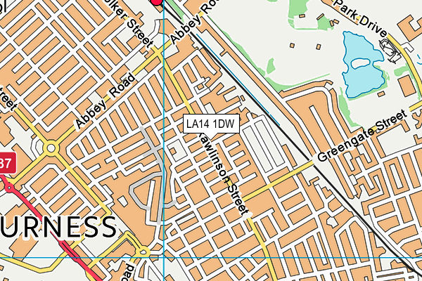 LA14 1DW map - OS VectorMap District (Ordnance Survey)