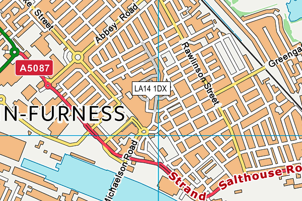LA14 1DX map - OS VectorMap District (Ordnance Survey)