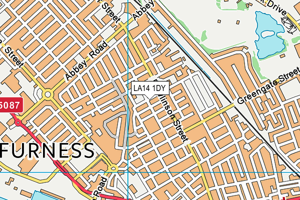 LA14 1DY map - OS VectorMap District (Ordnance Survey)