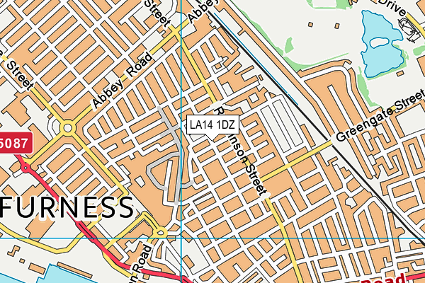 LA14 1DZ map - OS VectorMap District (Ordnance Survey)