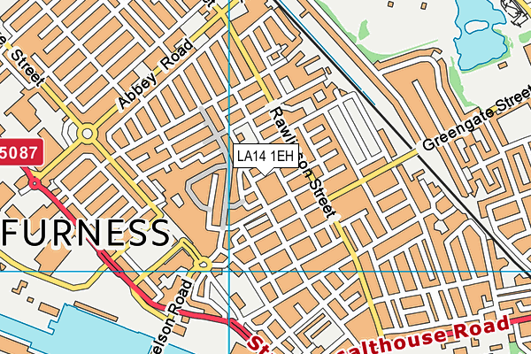 LA14 1EH map - OS VectorMap District (Ordnance Survey)