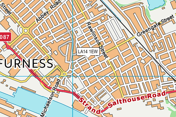 LA14 1EW map - OS VectorMap District (Ordnance Survey)