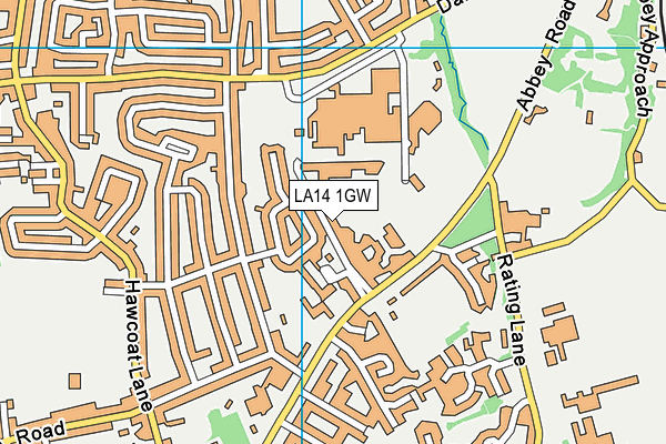 LA14 1GW map - OS VectorMap District (Ordnance Survey)