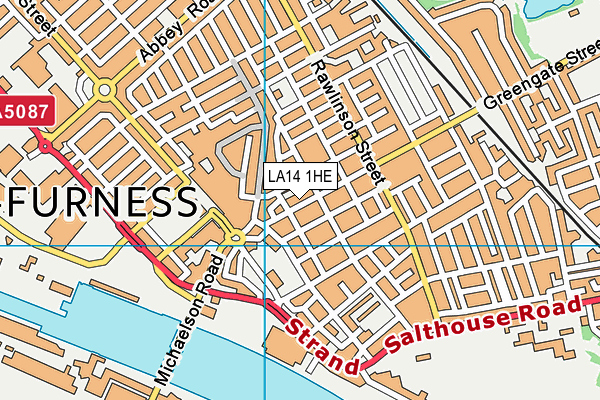 LA14 1HE map - OS VectorMap District (Ordnance Survey)