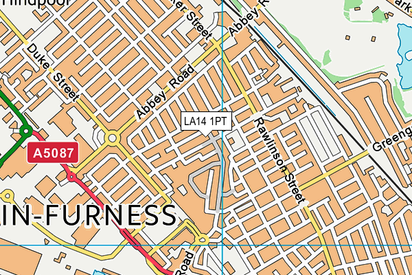 LA14 1PT map - OS VectorMap District (Ordnance Survey)