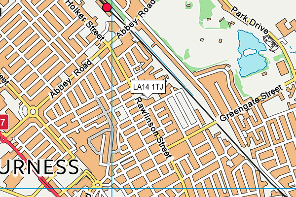 LA14 1TJ map - OS VectorMap District (Ordnance Survey)
