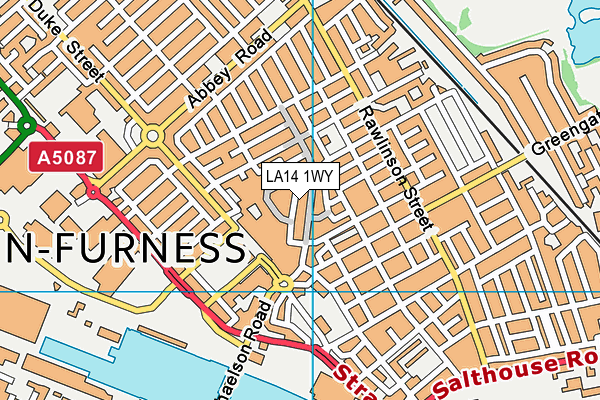 LA14 1WY map - OS VectorMap District (Ordnance Survey)
