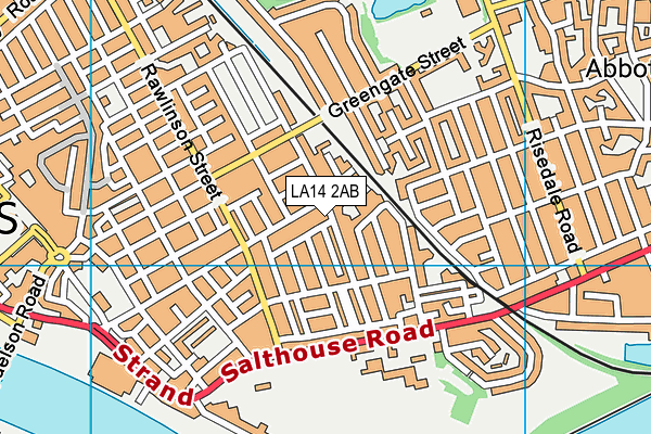 LA14 2AB map - OS VectorMap District (Ordnance Survey)
