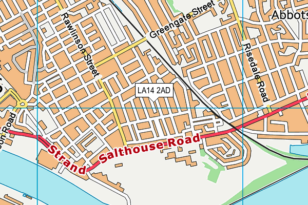 LA14 2AD map - OS VectorMap District (Ordnance Survey)