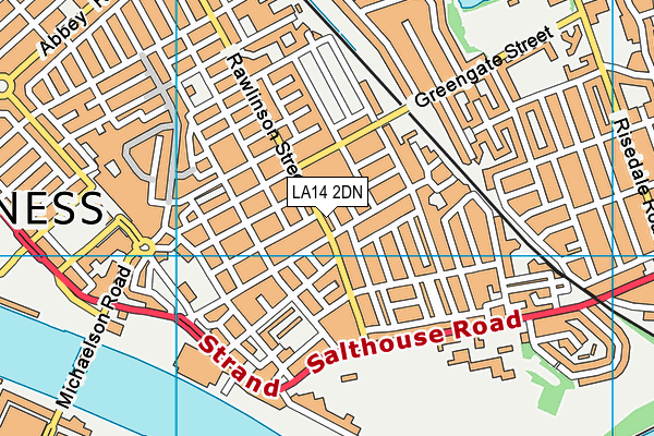 LA14 2DN map - OS VectorMap District (Ordnance Survey)