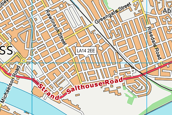 LA14 2EE map - OS VectorMap District (Ordnance Survey)
