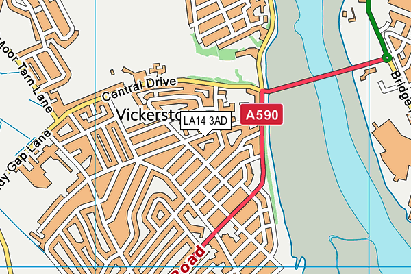 St Columba's Primary School map (LA14 3AD) - OS VectorMap District (Ordnance Survey)