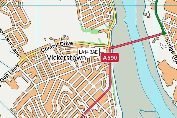 LA14 3AE map - OS VectorMap District (Ordnance Survey)