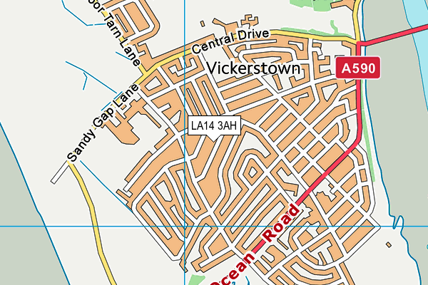 LA14 3AH map - OS VectorMap District (Ordnance Survey)